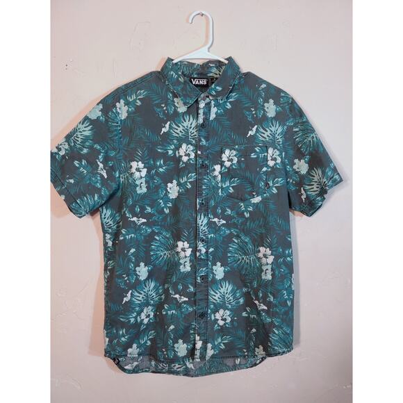 Vans Blue Hawaiian Style Tropical Print Shirtf - Picture 1 of 6